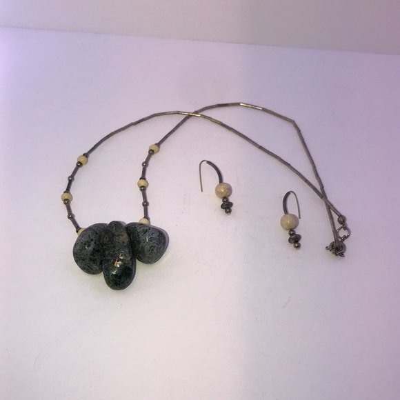 16" Moss Agate Necklace and Earring Set - Picture 16 of 16